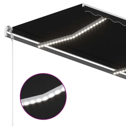 Copertină retractabilă manual cu LED - Antracit 3x2,5m