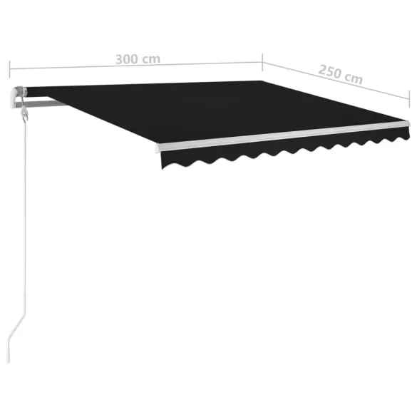Copertină retractabilă manual cu LED - Antracit 3x2,5m