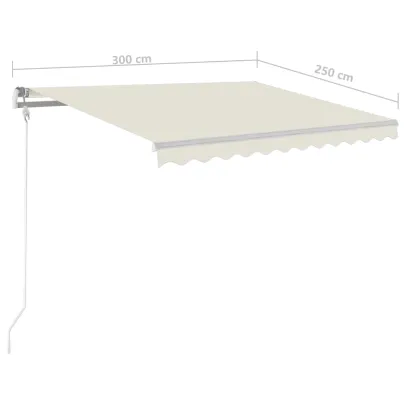 Copertină retractabilă manual cu LED - crem - 3x2,5 m