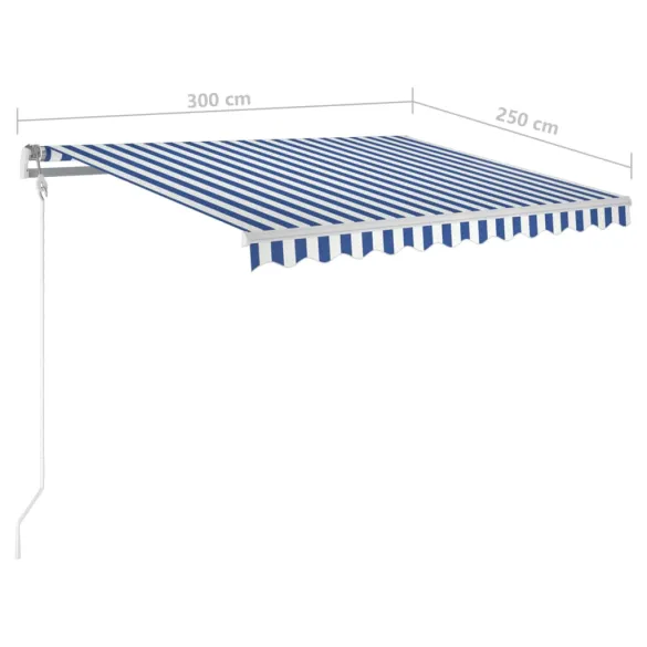 Copertină retractabilă manuală cu LED pentru terasă 3x2,5m