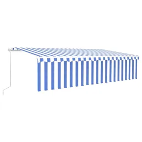Copertină retractabilă manual cu stor 6x3m - Albastru/Alb 2