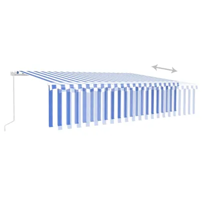 Copertină retractabilă manual cu stor 6x3m - Albastru/Alb