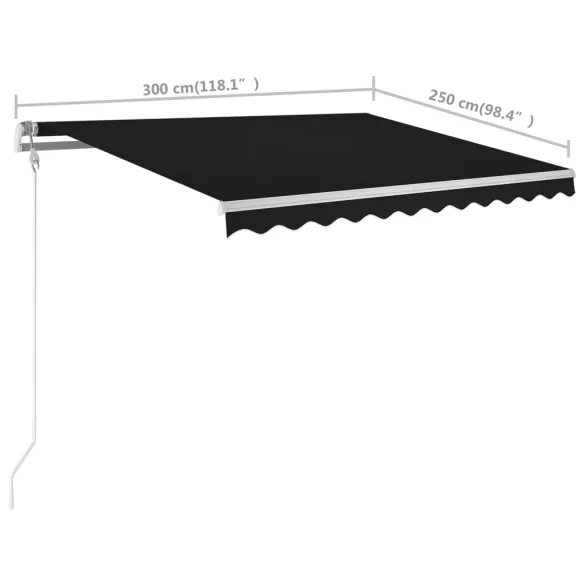 Copertină Retractabilă Manual 3x2,5m Antracit - Livrare Gratuită