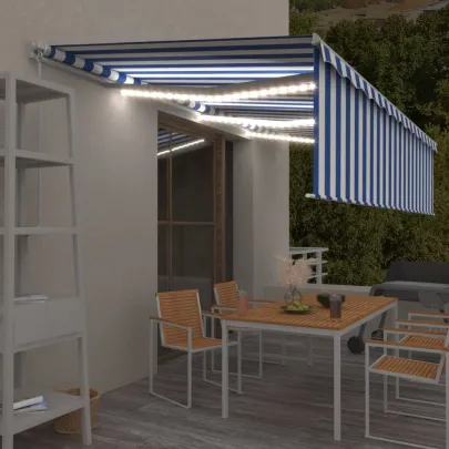 Copertină retractabilă manual cu LED și stor - 6x3m | Livrare gratuită