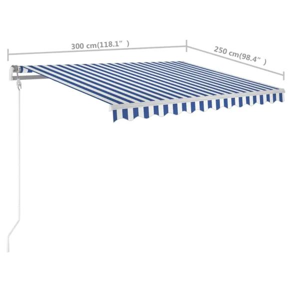 Copertină Retractabilă Manuală 3x2,5m - Albastru/Alb