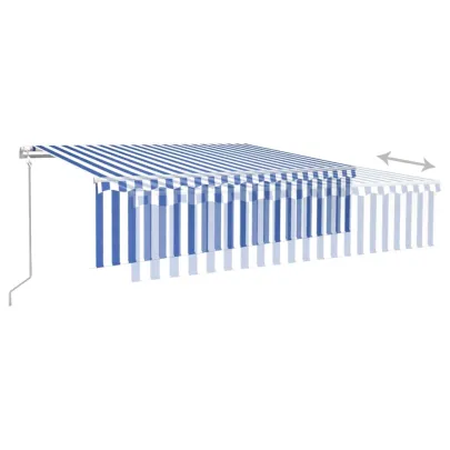 Copertină Retractabilă Automată cu Stor 6x3 m - Albastru/Alb