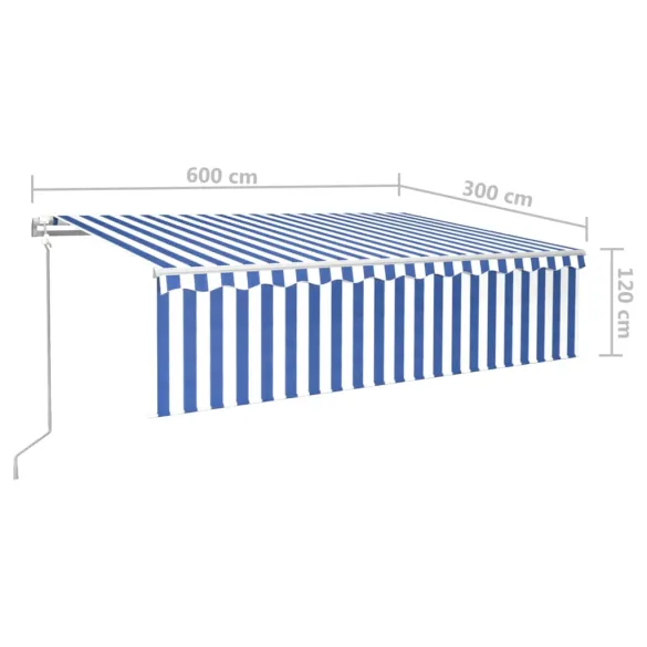 Copertină Retractabilă Automată cu Stor 6x3 m - Albastru/Alb