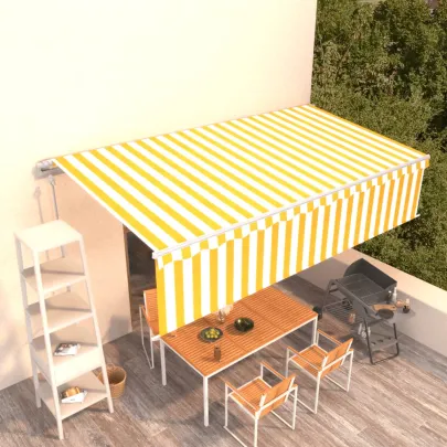 Copertină Retractabilă Automată cu Stor - 6x3 m | Galben-Alb