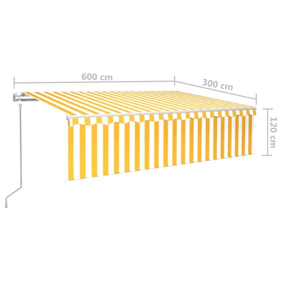 Copertină Retractabilă Automată cu Stor - 6x3 m | Galben-Alb