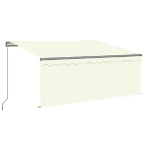 Copertină retractabilă manual cu stor și LED - crem 3x2,5 m 2