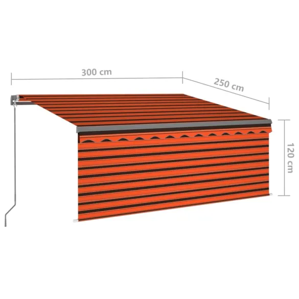 Copertină retractabilă manual cu LED și stor 3x2,5m