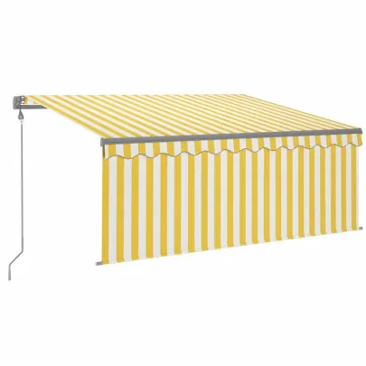Copertină Retractabilă Automată cu Stor - Galben/Alb 3x2,5m