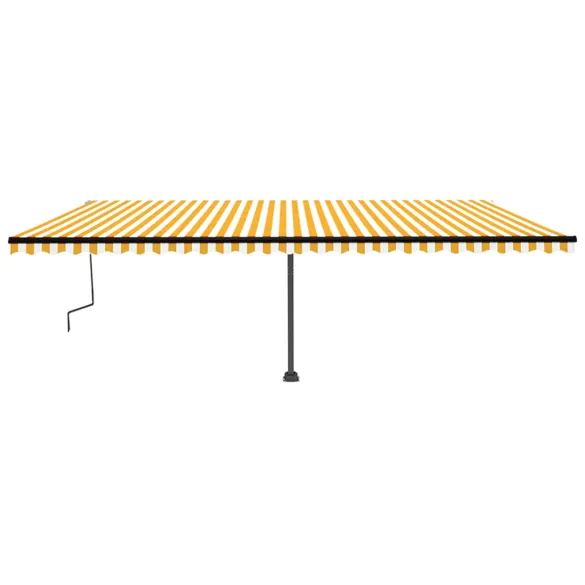 Copertină retractabilă manual 6x3.5m - Galben/Alb - Livrare gratuită