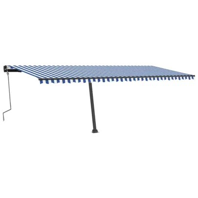 Copertină Retractabilă Manual 600x350 cm - Albastru/Alb