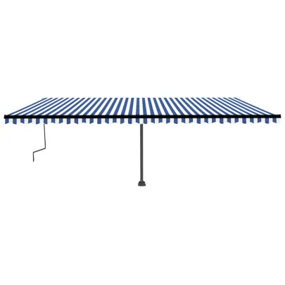 Copertină Retractabilă Manual 600x350 cm - Albastru/Alb