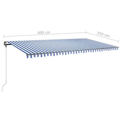 Copertină Retractabilă Manual 600x350 cm - Albastru/Alb