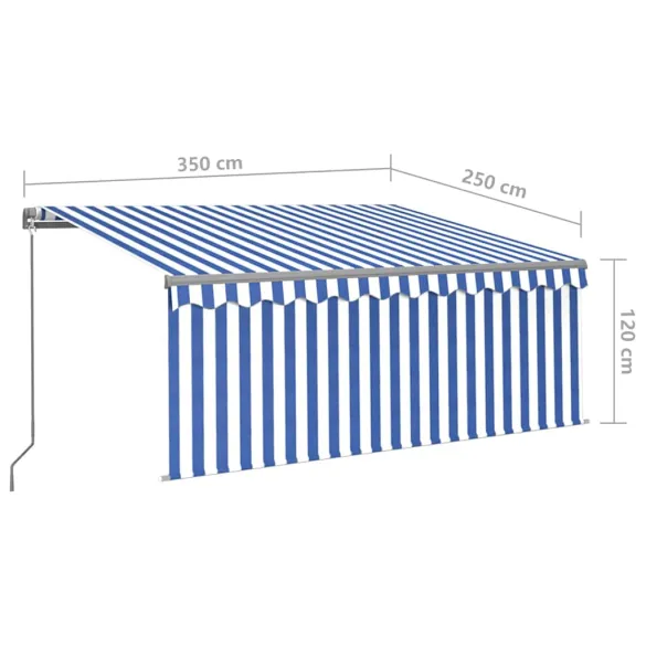 Copertină Retractabilă Manuală cu LED și Stor 3,5x2,5m