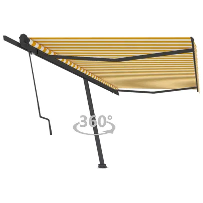 Copertină Retractabilă Automată 500x350 cm Galben-Alb