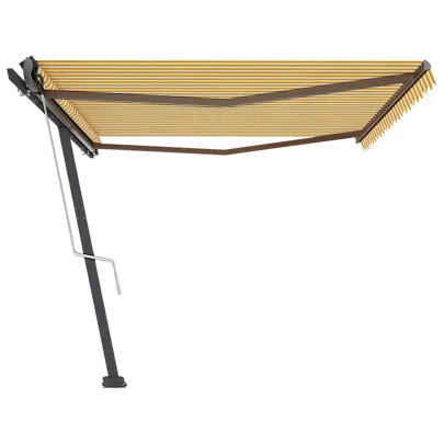 Copertină Retractabilă Automată 500x350 cm Galben-Alb