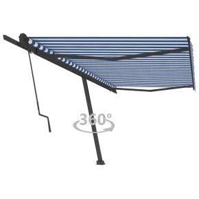 Copertină Retractabilă Automată 500x350 cm - Albastru&Alb