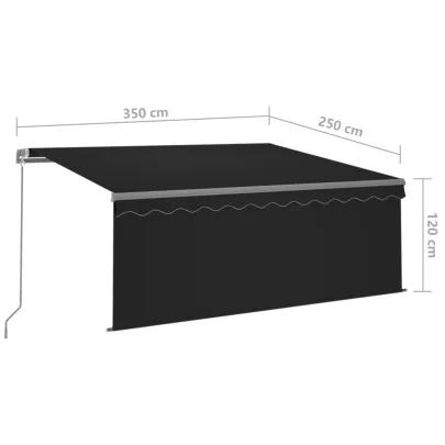 Copertină retractabilă manual cu LED și stor - Antracit