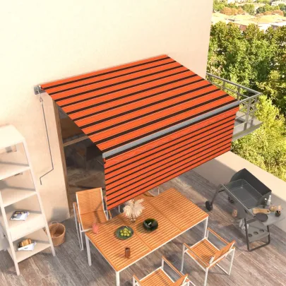 Copertină Automată Retractabilă 3,5x2,5 m - Portocaliu/Maro