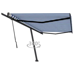 Copertină Retractabilă Manual 5x3.5m - Albastru/Alb | Livrare Gratuită