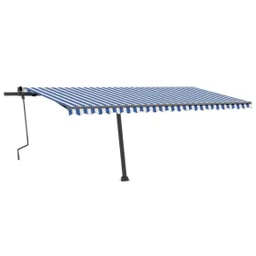 Copertină Retractabilă Manual 5x3.5m - Albastru/Alb | Livrare Gratuită 2