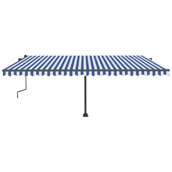 Copertină Retractabilă Manual 5x3.5m - Albastru/Alb | Livrare Gratuită