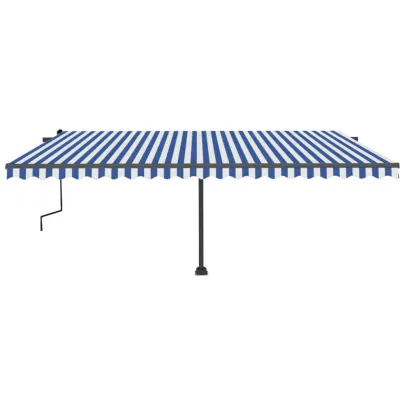 Copertină Retractabilă Manual 5x3.5m - Albastru/Alb | Livrare Gratuită