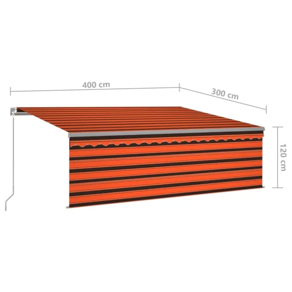 Copertină retractabilă manual cu LED și stor 4x3m