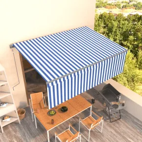 Copertină Retractabilă Automată cu Stor 4x3m - Albastru/Alb
