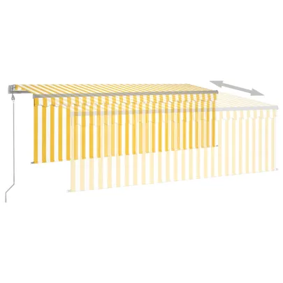 Copertină Retractabilă Automată cu Stor - Galben/Alb - 4x3m