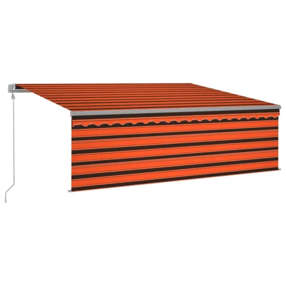 Copertină retractabilă automată cu stor 4x3m - Portocaliu/Maro