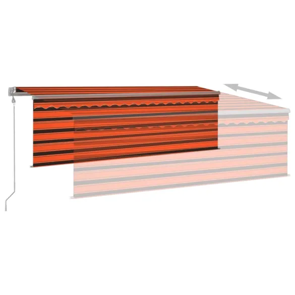 Copertină retractabilă automată cu stor 4x3m - Portocaliu/Maro