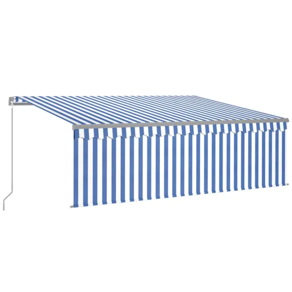 Copertină retractabilă manuală cu stor - 4,5x3 m - Albastru&Alb