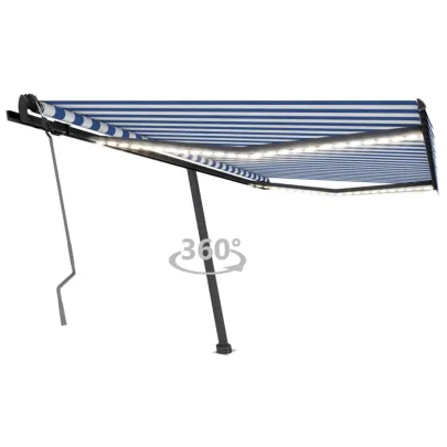 Copertină retractabilă manual cu LED pentru terasă - 450x350 cm