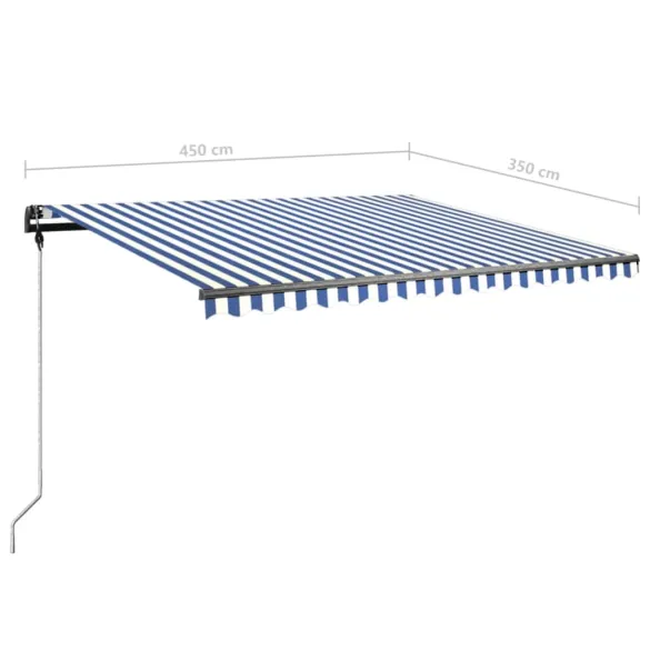 Copertină retractabilă manual cu LED pentru terasă - 450x350 cm
