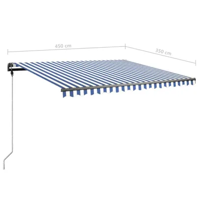 Copertină retractabilă manual cu LED pentru terasă - 450x350 cm