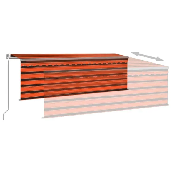 Copertină Retractabilă Manual cu LED Portocaliu-Marou 4,5x3m