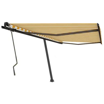 Copertină Retractabilă Manuală - Galben/Alb - 450x350 cm