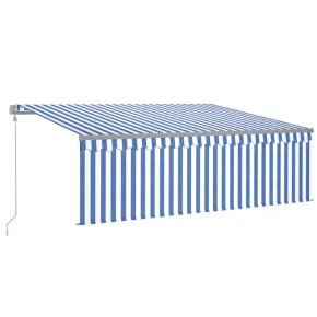 Copertină retractabilă automată cu stor - Albastru&Alb - 4,5x3 m 2
