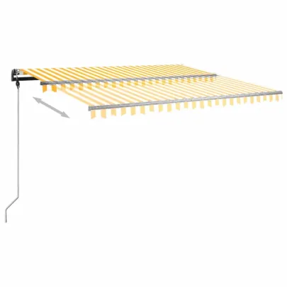 Copertină Retractabilă Manuală - Galben/Alb - 450x350 cm