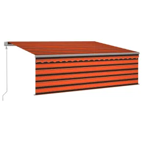 Copertină Automată LED Senzor Vânt Portocaliu/Maro 4,5x3m 2
