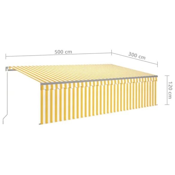 Copertină retractabilă manual cu LED și stor - 5x3m | Livrare gratuită
