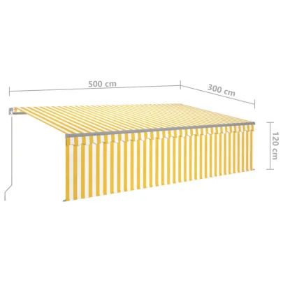 Copertină retractabilă manual cu LED și stor - 5x3m | Livrare gratuită