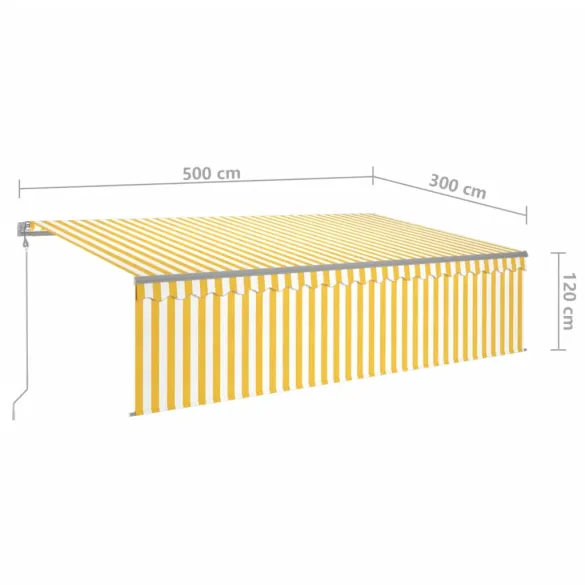 Copertină Retractabilă Manuală cu Stor 5x3m - Galben&Alb