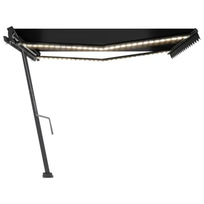 Copertină retractabilă manual cu LED - 400x350 cm - Antracit