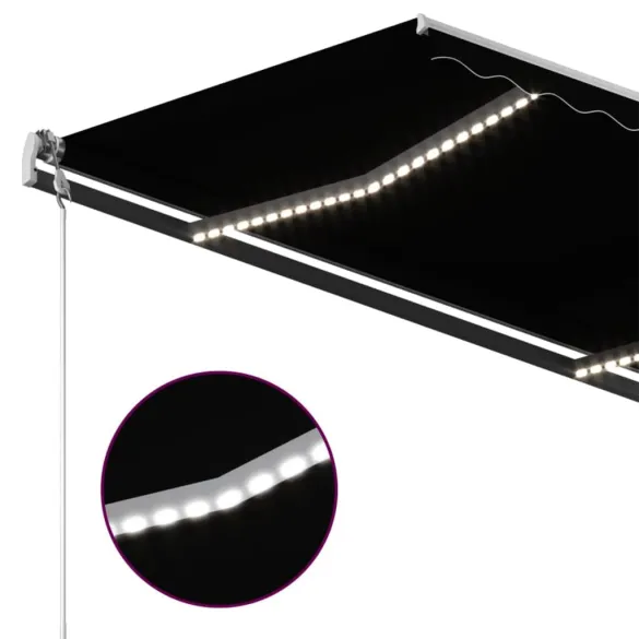 Copertină retractabilă manual cu LED - 400x350 cm - Antracit