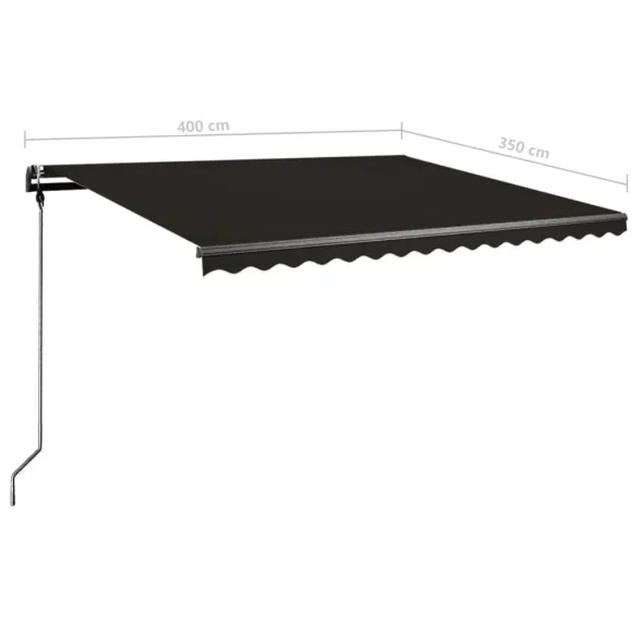 Copertină retractabilă manual cu LED - 400x350 cm - Antracit